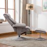 Biarritz Mist Fabric Swivel Chair and Foot Stool lifestyle image of the chair and foot stool