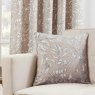 Sundour Aviary Parchment Ready Made Curtains lifestyle image of the curtains and cushion