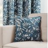 Sundour Aviary Bluebell Ready Made Curtains lifestyle image of the curtains with matching cushion