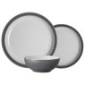 Denby Elements Fossil Grey 12 Piece Tableware Set image of the set on a white background