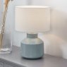 Nora Duck Egg Blue Crackle Effect Table Lamp lifestyle image of the lamp