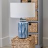 Samara Blue And White Aztec Pattern Ceramic Table Lamp lifestyle image of the lamp