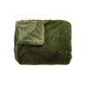 Waltons & Co Luxe Faux Fur Olive Throw image of the throw folded up on a white background