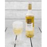 Set Of 6 Clear Deco Face Wine Glasses lifestyle image of the glass and bottle
