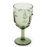 Set Of 6 Green Deco Face Wine Glasses image of the glass on a white background