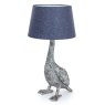 Antique Silver Goose Table Lamp with Grey Shade image of the lamp on a white background