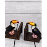 Cast Iron Antiqued Toucan Bookends lifestyle image of the bookends