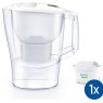 Brita Aluna Water Filter White 2.4L Jug image of the jug and filter on a white background