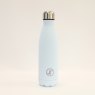 JT Fitness Baby Blue Stainless Steel 500ml Water Bottle image of the bottle on a beige background
