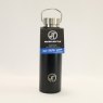 JT Fitness Black 500ml Screw Lid Water Bottle image of the bottle with label on a beige background