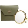 Alice Wheeler Olive Luxury Travel Mirror And Case image of the mirror and case on a white background