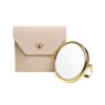 Alice Wheeler Stone Luxury Travel Mirror And Case image of the mirror and case on a white background