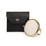 Alice Wheeler Black Luxury Travel Mirror And Case image of the mirror and case on a white background