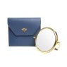 Alice Wheeler Navy Luxury Travel Mirror And Case image of the mirror and case on a white background