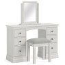 Bordeaux Cotton Dressing Table Stool image of the stool with the mirror and table on a white background