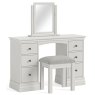 Bordeaux Cotton Vanity Mirror image of the mirror with the table and stool on a white background
