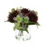 Floralsilk Burgundy Green Rose & Hydrangea In Curve Vase image of the flowers in vase on a white background