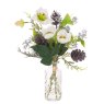 Floralsilk Helleborne in Perfume Bottle image of the flowers and vase on a white background