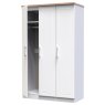 Stoneacre Tall Triple Plain Wardrobe angled image of the wardrobe with open door on a white background