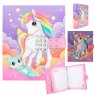 Ylvi Unicorn Diary With Code And Light image of the front cover of the diary with inside pages on a white background