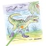 Dino World Watercolour Book lifestyle image of the book on a white background with paintbrush