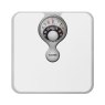 Salter White Magnifying Mechanical Bathroom Scale front on image of the scales on a white background