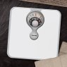 Salter White Magnifying Mechanical Bathroom Scale lifestyle image of the scales