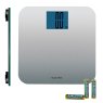 Salter Silver Max Electronic Bathroom Scale image of the front and side angle of the scales on a white background