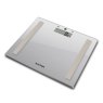 Salter Compact Glass Silver Analyser Bathroom Scale angled image of the scales on a white background
