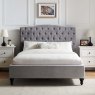 Beatrice Bedstead In Light Grey front on lifestyle image of the bedstead