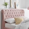 Beatrice Bedstead In Pink close up lifestyle image of the headboard of the bedstead