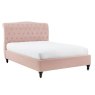 Beatrice Bedstead In Pink angled image of the bedstead with a mattress on a white background