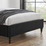 Beatrice Bedstead In Black Velvet close up lifestyle image of the front feet of the bedstead