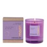 Stoneglow Moon Lavendar & Mint Soy Wax Candle image of the candle lit and packaging on a white background