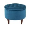 Sapphire Blue Velvet Buttoned Pouffee Storage Stool image of the stool on a white background