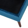 Sapphire Blue Velvet Buttoned Storage Bench Footstool close up image of the bench open on a white background