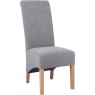 Grey Scroll Back Dining Chair angled image of the dining chair on a white background