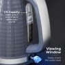 Tower Saturn 1.7L Grey Kettle lifestyle image of the kettle with specs