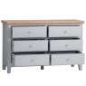 Derwent Grey 6 Drawer Chest angled image of the chest with open drawers on a white background