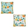 Fusion Botanical Fruits Outdoor Cushion Green front and reverse
