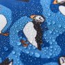 Eco Chic Lightweight Blue Puffin Insulated Foldable Lunch Bag close up image of the lunch bag material