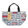 Eco Chic Lightweight Grey Campervan Insulated Foldable Lunch Bag image of the lunch bag with tagon a white background