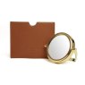 Alice Wheeler Tan Venice Mirror & Pouch image of the mirror and the pouch on a white background