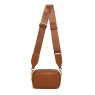 Alice Wheeler Tan Madrid Cross Body Bag image of the back of the bag on a white background