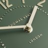 Thomas Kent Mulberry 6" Olive Green Mantel Clock close up image of the clock