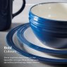 Barbary & Oak Blue Foundry 16 Piece Dinner Set lifestyle image of the dining set with specs