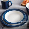 Barbary & Oak Blue Foundry 16 Piece Dinner Set lifestyle image of the dining set with specs