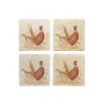 The Humble Hare Pheasant Parade Coaster Pair image of the coasters on a white background