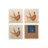 The Humble Hare Pheasant Parade Coaster Pair image of the coasters and cork backing on a white background