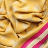 Zelly Mustard Hearts & Stripes Scarf close up image of the scarf material
